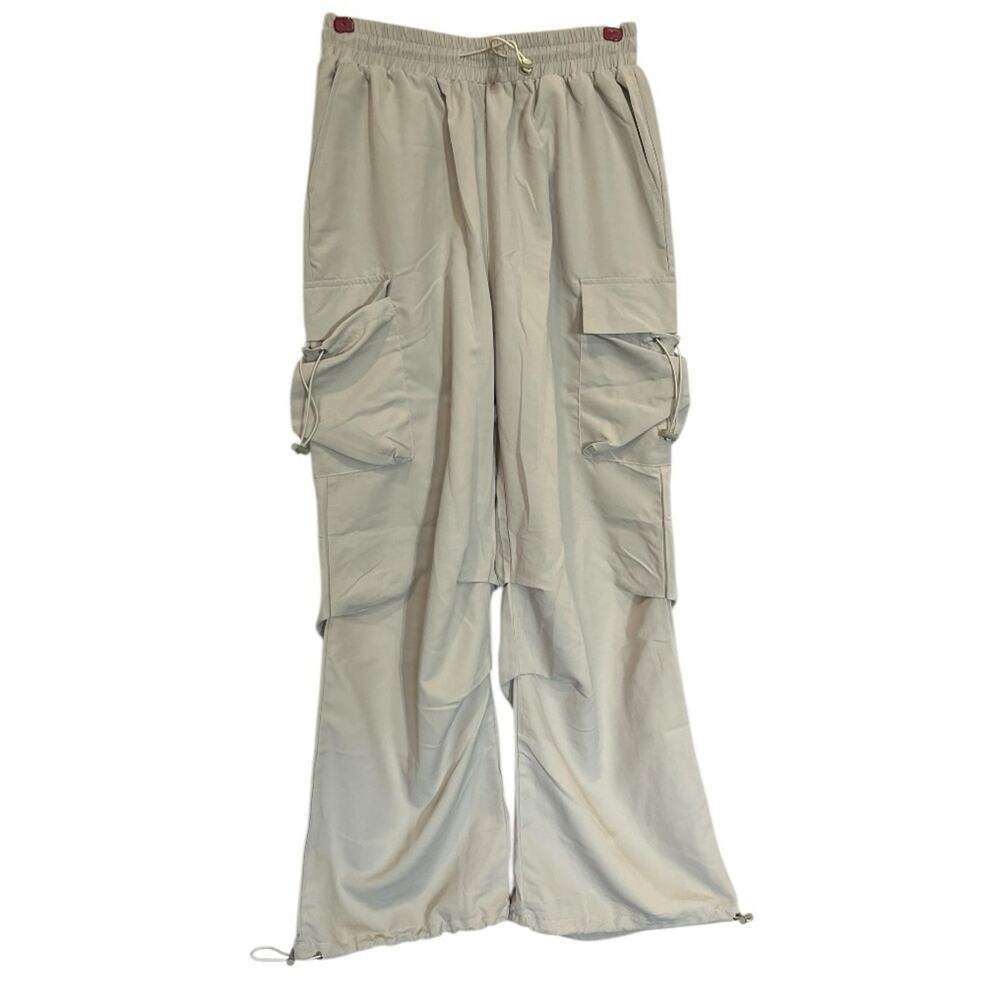 NWT Small SHEIN EZwear Cream-Colored Drawstring Waist Flap Pocket Cargo Pants - Picture 8 of 9